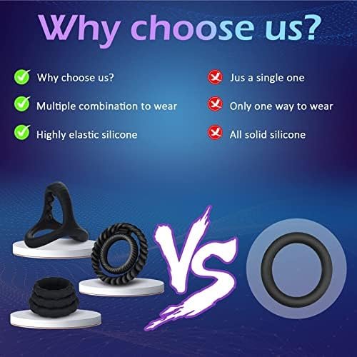 Silicone Penis Rings Set,5 Different Sizes Cock Rings Set For Erection Enhancing,Long Lasting Stronger Men Sex Toy Silicone Cock And Ball Ring,Triangular Penis Ring With Massage Beads,Cock Ring Set - Image 3