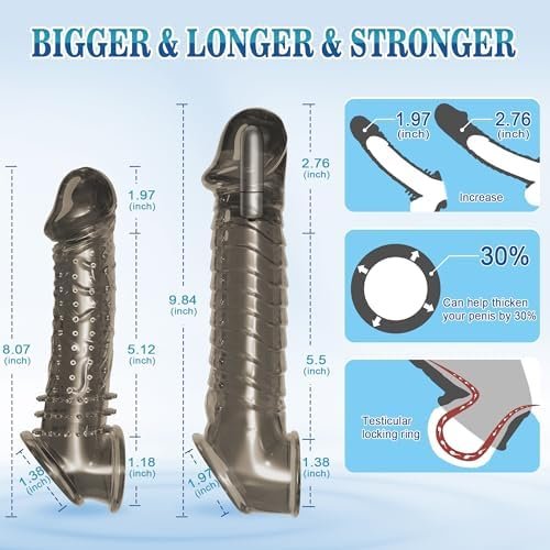 Celldance Sex Toys For Men Reusable Penis Sleeve With Vibrator Penis Ring, 2 Pack Cock Extender Penis Enlarger, Elastic To Enlarge Prolong, Adult Toy For Couples Pleasure, Juguetes Sexuales - Image 2