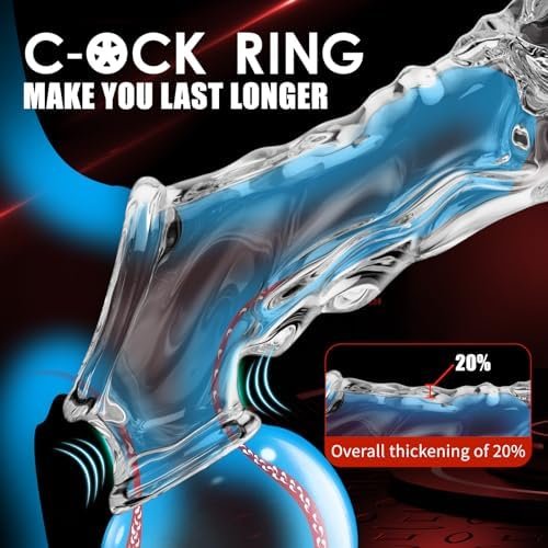 Penis Sleeve Cock Vibrator With Penis Ring Sex Toys - 3.6 Inch Clear Cock Sleeve With 10 Vibrating Modes And Remote Control, Cock Ring Ultra-Soft Penis Enlarger Adult Sex Toy For Men And Couples - Image 3