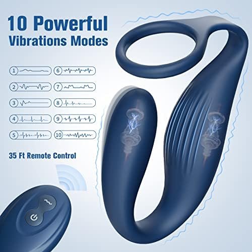 Anal Sex Toys Men Prostate Massager Anal Vibrator With Penis Ring, 180° Flexible & Wearable Couple Vibrator Remote Control Vibrating Anal Butt Plug, 10 Modes Anal Dildo Adult Couples Sex Toy For Men - Image 3