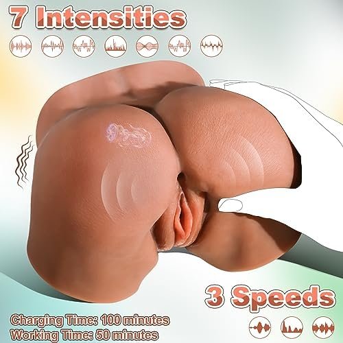 Male Sex Toys Vibrating Sex Dolls - 4.32Lbs Realistic Pussy Ass Sex Toys For Men With 7 Intensities & 3 Speeds, Male Masturbator With Plump Butt & Dual 3D Textured Channels, Male Stroker Adult Toys - Image 2