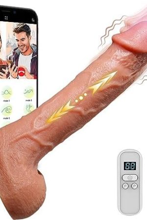 Realistic Thrusting Dildos G-Spot Vibrator - 8.5" App Remote Control Vaginal Anal Dildo Stimulator With 9 High-Frequency Vibrating & Telescopic Modes, Silicone Adult Sex Toys Massager For Women Orgasm