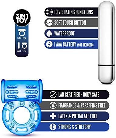 Blush Stay Hard 10 Function Vibrating Bull Cock Ring - Perform Like A Stud - Get Thicker, Longer, Harder, Bigger, Stronger Erections - Better Sex - Male Enhancement Sex Toy For Men, Couples - Blue - Image 2