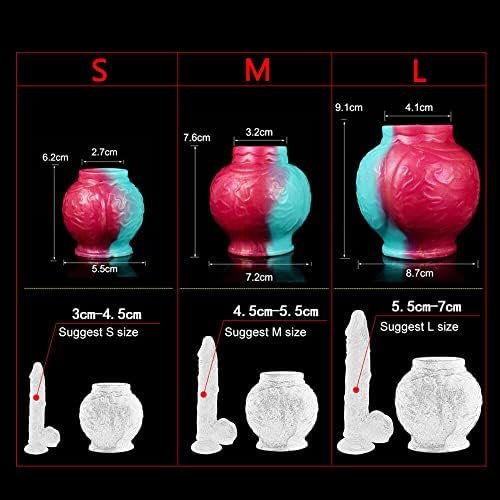 Silicone Large Knot Dildo Cock Ring Penis Sleeve Vaginal Anal Stimulate Ring Toys (L) - Image 3