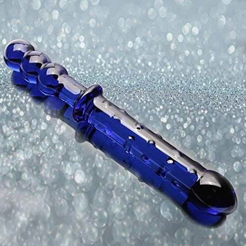 Crystal Glass Pleasure Wand Dildo Penis - Akstore - Blue Glass Dotted Double Head Design Personal Massager Anal Sex Toy (Pink-Heart) - Image 3