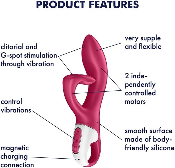 Satisfyer Embrace Me Rabbit Vibrator - G-Spot And Clitoris Stimulation, Vibrating Dildo, Nubbed Clit Stimulator, Adult Sex Toy For Women - Waterproof, Rechargeable (Berry) - Image 3