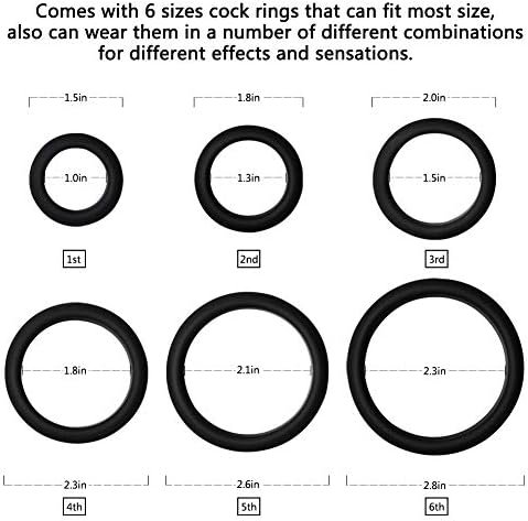Cock Rings With 6 Different Size, Cob Soft Silicone Penis Ring Cockring Set For Men Or Couples - Image 3