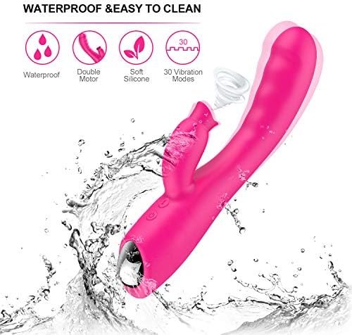 Clitoral G Spot Adult Toy Vibrator Pleasure Thrusting Sucking Sucker Cordless Soft Waterproof Silent Rose For Women Dual Motor Toys Pleasurable Heat Vibrate Training Vibrating - Image 3