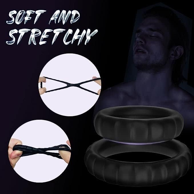 Roll Over Image To Zoom In Silicone Penis Ring For Men, Ultra Soft Stretchy Cock Ring, Sex Toy For Men,4 Different Sizes Cock Rings For Erection Enhancing (Blue) - Image 3
