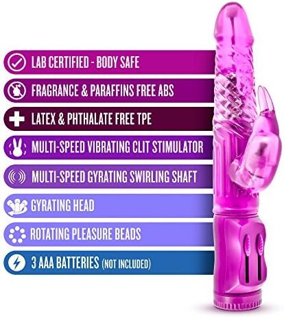B Yours Beginners Bunny - Mini Triple Action Vibrator - Dual Clitoris And G Spot Pleasure - Rotating Beads, Gyrating Shaft, Flexible Vibrating Clitoral Stimulator - Soft Stimulating Textures - Purple - Image 2