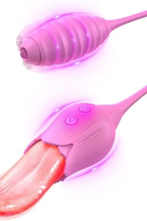 Clitoral Vibrator, Tongue Licking Sex Toy, Realistic High Simulation Tongue Blowjob Toys,2 In 1 Upgrade Sex Stimulator For Women With 10 Modes, Rose Toy Couple Foreplay, Nipple Adult Toy
