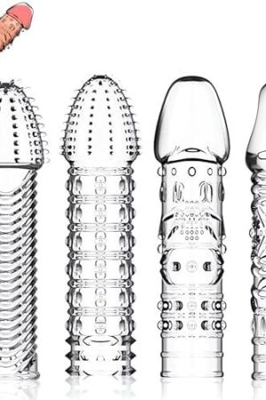 4Pcs Penis Sleeves Reusable Cock Condoms For Dildo Vibrator P-Spot G-Spot Couple Sex Toy Enhance Stimulation Delay Ejaculation