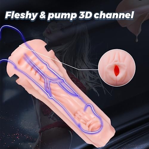 Male Masturbator Pocket Cup, Man Adult Sex Toys With Safety Silicone 3D Soft Realistic Blowjob Hand Free Sucking Shell Textured Vagina For Penis Stimulation Stroker, Portable Handle And Easy To Clean - Image 2