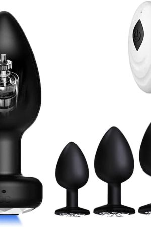 Covoi Vibrating Anal Plug Butt Set - 4Pcs Sex Toys, Plush Beginner, Remote Control Vibrator With 10 Vibration Modes, Adult Toys & Games For Men Women, Couples, Black Silver 1