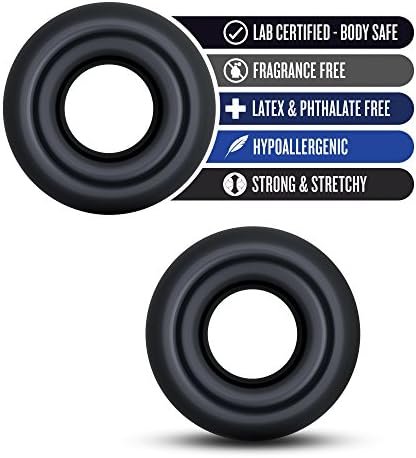 Blush Stay Hard Donut Cock Rings - Soft, Super Stretchy - Increase Stamina - Longer, Harder, Bigger Erections - Add Girth - Performance, Pleasure Enhancing For Ed Sex Toy For Men, Couples - Black - Image 2