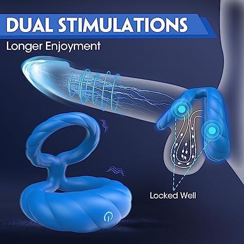 Vibrating Double Penis Cock Ring With 10 Vibration Modes, Adult Male Sex Toys For Men Longer Harder Stronger, Silicone G Spot Vibrator Dildo, Couples Sex Toys & Games - Image 3