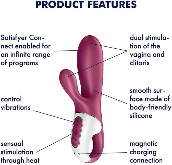 Satisfyer Hot Bunny Rabbit Vibrator With Warming Function And App Control - G-Spot And Clitoris Stimulation, Heated Vibrating Dildo - Compatible With Satisfyer App, Waterproof, Rechargeable - Image 3