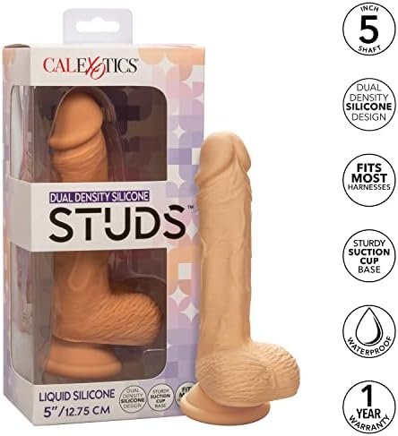Calexotics Dual Density Silicone Studs 5 Inch Realistic Dildo With Suction Cup - Ivory - Se-0255-05-3 - Image 3