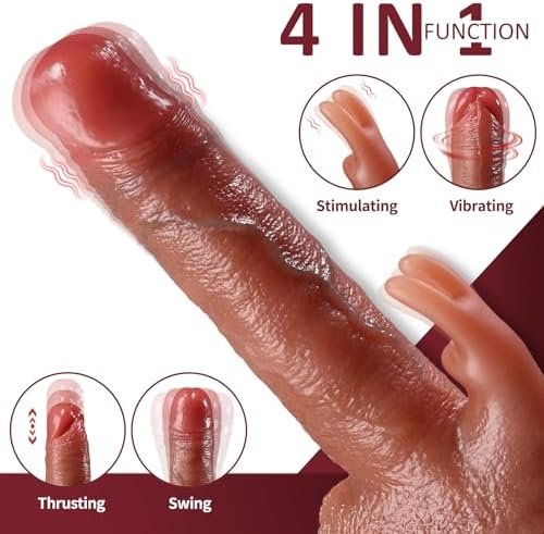 Thrusting Dildo G Spot Rabbit Vibrator - Realistic Dildos Clitoral Stimulator With 3 Thrusting And 7 Vibration Modes, Remote Contol Adult Sex Toys With Strong Suction Cup For Women Couples - Image 3