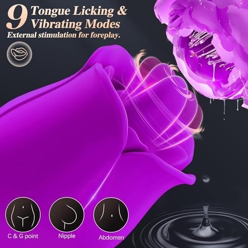 Rose Sex Toys Vibrator Dildo - Adult Toys With 9 Tongue Licking & 9 Thrusting Vibrators, Women Sex Toy Dildos Rose Clitorial Stimulator G Spot Nipple Anal, Female Adult Sex Toys & Games - Image 2