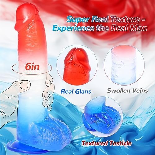 Huge Thick Clear Dildo 2.35" Diameter 11" Long, Xl Big Fat G Spot Anal Dildos With Strong Suction Cup, Red Blue Jelly Soft Real Dildo Women Couples Male Adult Sex Toys, Strap On Penis Female Sex Toy - Image 3