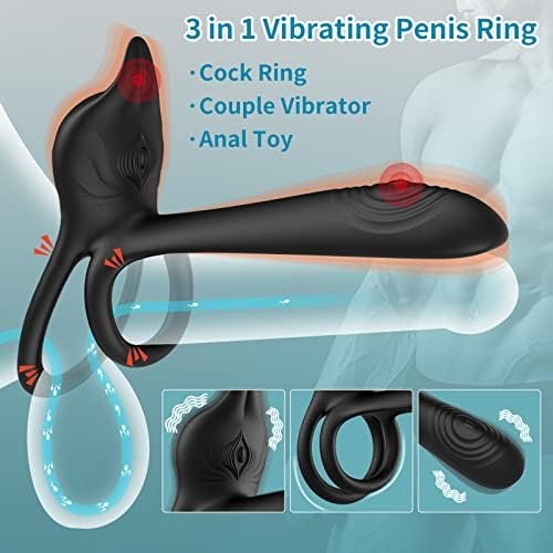 Live4Cool Vibrating Penis Ring 3 In 1 Cock Ring Vibrator With 10 Vibration Modes Stimulate G-Spot Clitoral Adult Sex Toy For Couples Black - Image 3