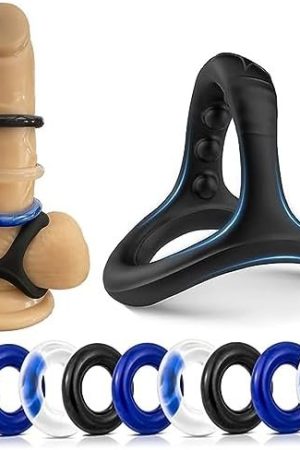 Penis Rings,10 Piece Cock-Ring Set,4 Styles 3 Colors Male-Sex-Toy,Adult Toys,Couples Sex-Toys-For-Men - Black,Blue,Clear