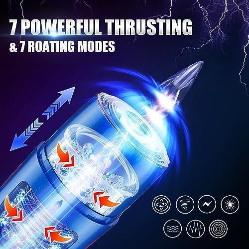 Automatic Male Masturbators -7 Thrusting & Rotating Modes Super Quiet With 3D Sleeve Adult Male Sex Toys For Men (Blue) - Image 3