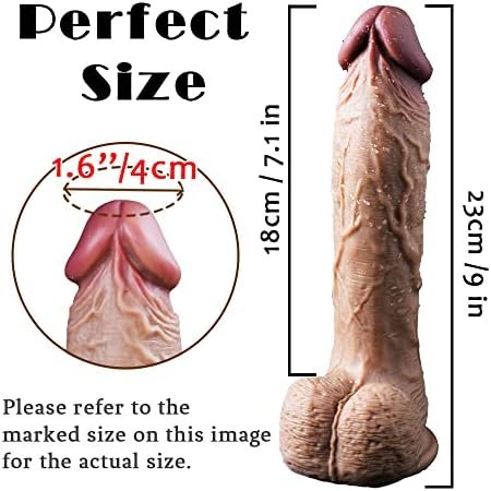 9 Inch Realistic Dildo Dual Density Liquid Silicone Cock With Strong Suction Cup,Oixgirl Lifelike Penis Sex Toy Flexible Female G Spot Masturbation Toy With Curved Shaft And Balls - Image 2