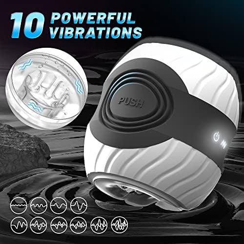 Sex Toys For Men Male Masturbator - Adult Toys Open-Ended Male Sex Toys With 10 Vibrations & Auto Push Mens Sex Toys, Adult Sex Toy For Men Sex Machine Hands Free Masturbators 3D Textured Male Stroker - Image 2