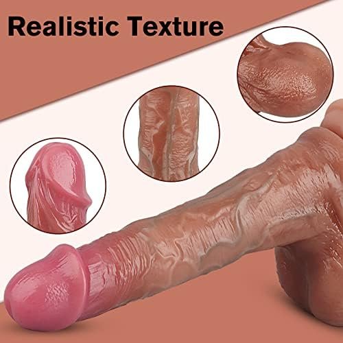 Realistic Dildo Sex Toy With 9 Thrusting & Vibrating Modes, G Spot Vibrator With App & Remote Control, Heating Dildo For Women Vagina & Men Anal Prostate Massager, 8.4'' Huge Penis Adult Toy Flesh - Image 3