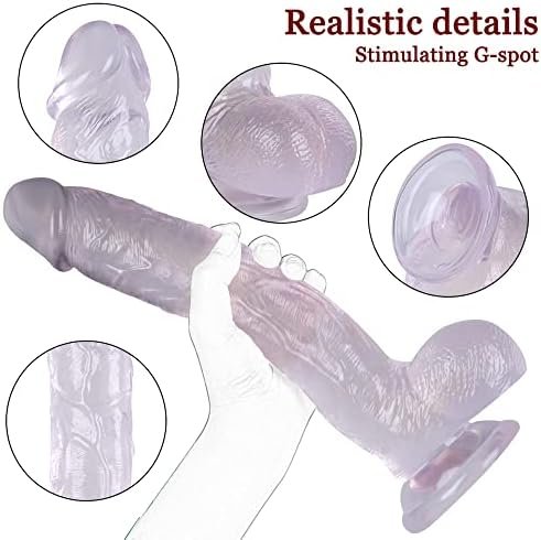 Realistic Dildo For Women, Crystal Large Adults Sex Toys With Strong Suction Cup For Hands-Free Play, Soft Clear Dildo With Curved Shaft And Balls For G-Spot Vaginal Masturbator - Image 2