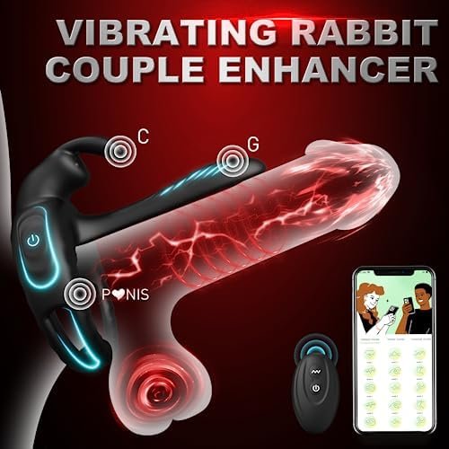 Rabbit Vibrating Cock Ring Penis Ring With App, Couples Sex Toys Vibrators, 10 Vibration Penis Sleeve Girth Enhancer With Bunny Clitoral Stimulator G Spot Vibrator, Adult Sex Toys For Men Women Couple - Image 2