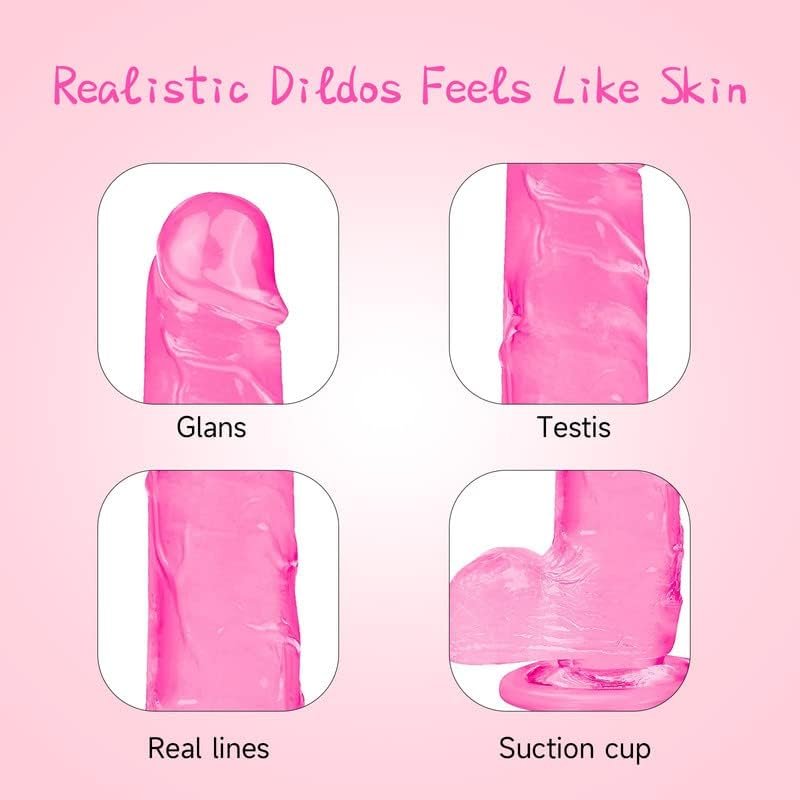Dildo, Pink Dildo, Sexy Toys, Adult Toys, 8.5" Ultra Soft Lifelike Silicone Big Thick Dildo For Women With Strong Suction Cup G Spot Stimulator Adult Anal Toy Toys For Women Or Beginer Sexual,Pink - Image 2
