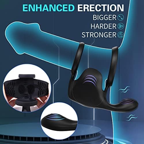 Vibrating Double Penis Cock Ring, 3 In 1 Male Vibrator Penis Ring With 10 Vibration Modes For Prostate Massager, Waterproof Testicles Stimulation Sex Toys Adult Toys & Games For Men Couple - Image 3