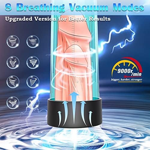 Automatic Penis Pump For Men Erection & Enlargement With 2 * 8 Modes, Male Sex Toys Self-Vacuum Sensuality Pump Penis Enlargers & Stimulation Penis Training Device Couple Adult Toys, 3 Penis Rings - Image 3