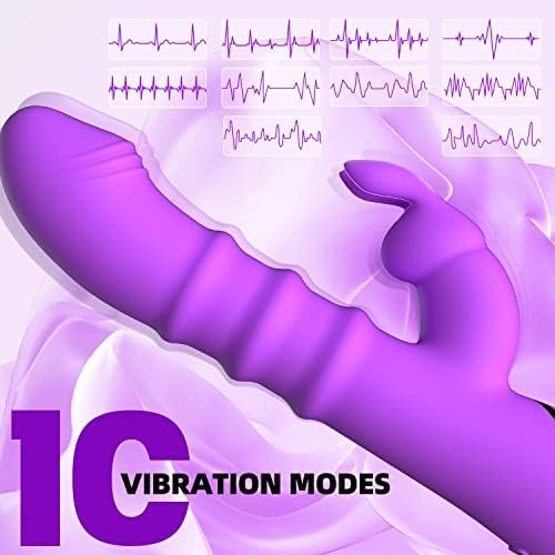 Rabbit Vibrator With 3 Thrusting Ring Up & Down, G Spot Vibrator Dildo With Independent Clitoral Stimulator, Anal Clit Stimulation, Adult Sex Toy For Women Pleasure - Image 3