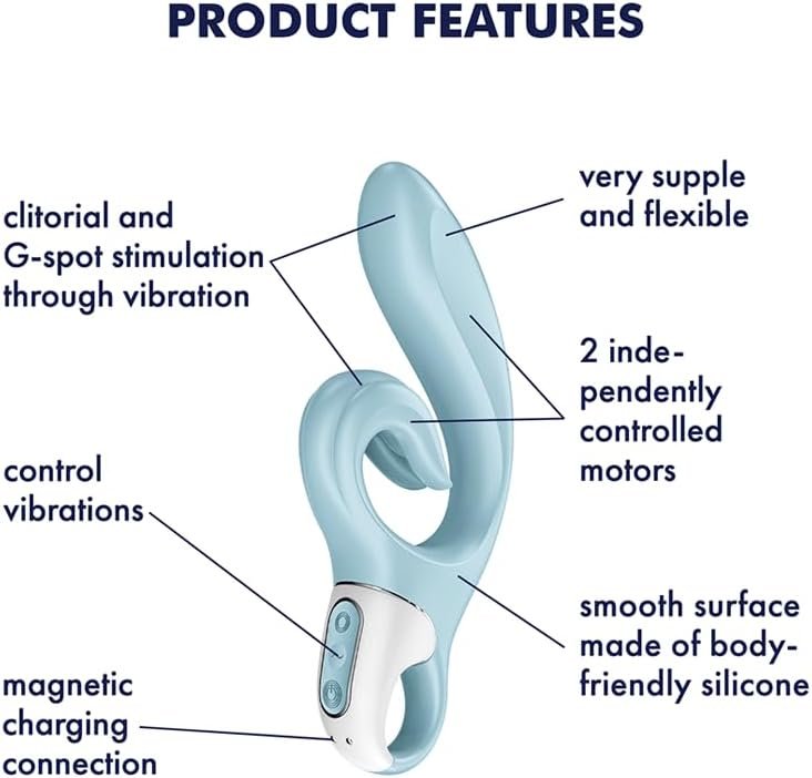 Satisfyer Love Me Rabbit Vibrator - G-Spot And Clitoris Stimulation, Vibrating Dildo With Flexible Shape, Nubbed Clit Stimulator, Adult Sex Toy For Women - Waterproof, Rechargable (Light Blue) - Image 3