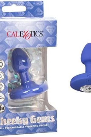 Calexotics Cheeky Gems Small Rechargeable Vibrating Probe Anal Butt Plug Vibrator - Blue - Se-0443-15-3