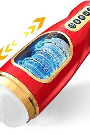 Automatic Sucking Male Masturbator, Pocket Pussy Masturbator Stroking Toy With 10 Vibrating & Thrusting Modes For Penis Stimulation, Male Realistic Stroker Adult Sex Toys For Men Masturbation (Red)