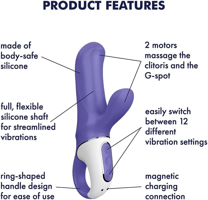 Satisfyer Magic Bunny Rabbit Vibrator - Compact G-Spot And Clitoris Stimulator, 12 Vibration Programs, Retaining Ring - Portable, Soft Silicone, Waterproof, Rechargeable - Image 3