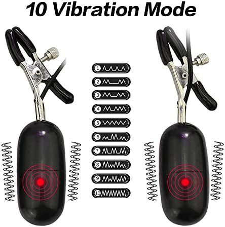 Erun Electric Nipple Clamps Clitoris Clip And 10 Frequency Vibration Jumping Eggs Electric Shock Nipple Clips Adjustable Current Level Electric Toy Nipple Stimulator For Adult Couples Dating Flirting - Image 3
