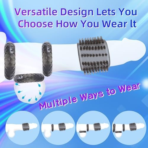 Cock Ring Penis Sleeve Set With 2 Stretch Textured Penis Sheath 3 Cock Rings For Men Erection Sex, Penis Pump Extender Girth Extension Enhance Partner Experience, Adult Sex Toys For Men Couples Black - Image 3