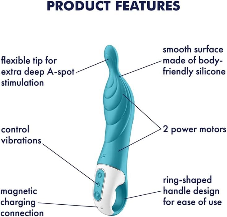Satisfyer A-Mazing 2 A-Spot Vibrator For Women - Vibrating Dildo, G-Spot Stimulator, Sex Toy With Curved, Grooved Texture, Flexible Tip - Waterproof, Rechargeable (Turquoise) - Image 2