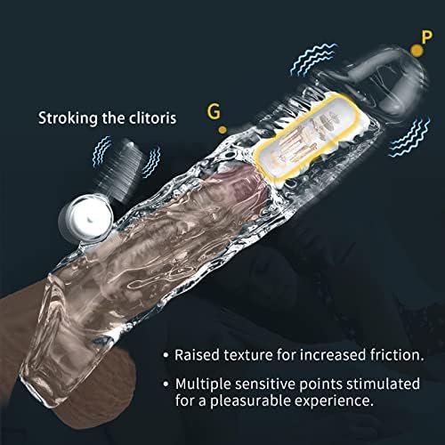 Live4Cool Penis Extender Sleeve Cock Sleeve With Vibrators, Penis Enlarger Reusable Double Vibrating Penis Sleeve Cock Ring With 10 Vibration Modes Remote Control Adult Couple Sex Toys For Men - Image 3