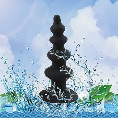 Anal Beads Butt Plug,Soft Screw Design Butt Plug With Graduated Beads G-Spot Stimulator Prostate Massager With Hands Free Suction Cup Adult Sex Toy Butt Plug Dildos For Man Woman Couples (Black) - Image 2