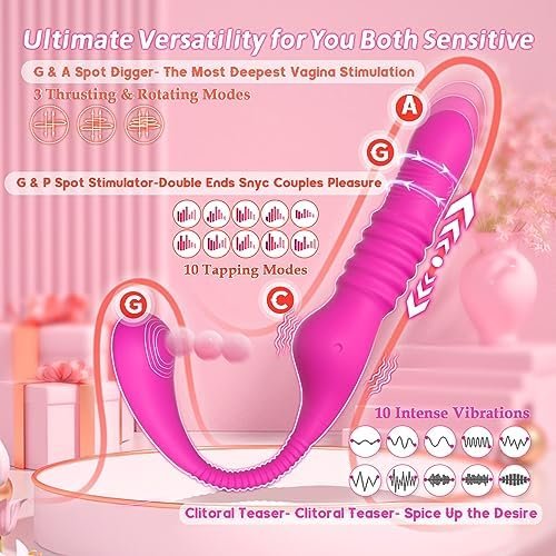 Thrusting Strapless Strap On G Spot Dildo Vibrator, 4 In 1 Rotating Tapping Vibrating Double Ended Dildo Lesbian Pegging Women Couples Adult Sex Toys, Silicone Anal Dildos Vibrators, Female Sex Toy - Image 3