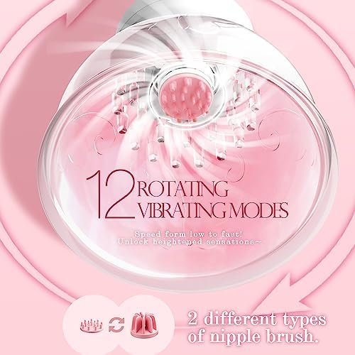 Nipple Toy Vibrator For Women, Nipple Stimulator With 12 Rotating&10 Suction, Lubisey Nipple Sucker Sex Toy With 2 Pairs Of Brushes, Enhanced Size Nipple Massager Sex Toys For Large Breasts - Image 3