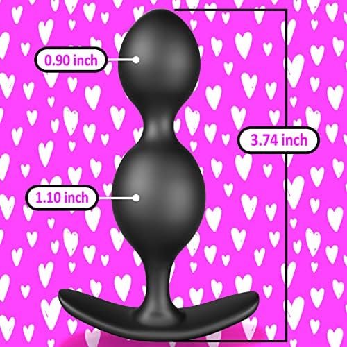 Anal Beads Silicone Butt Plug With Thin Neck & 2 Gradual Beads & Curved Base For Comfortable Long-Term Wear Prostate Massager Sex Toy For Men Women Beginners Tjijp - Image 2