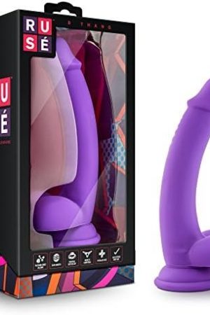 Blush Ruse D Thang - 8 Inch Platinum Cured Purioโข Silicone Dildo - Satin Smooth Ultrasilk- Soft 1.25" Shaft - Strap On Compatible Suction Cup For Hands Free Play - Luxury Sex Toy For Women - Purple